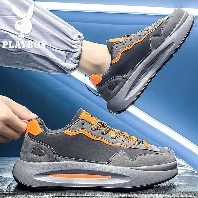 Playboy Summer men's shoes sneakers men's shoes trend leather thick soles increase daddy shoes men's casual shoes