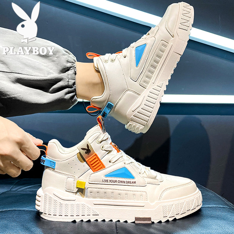 Floral Playboy men's shoes Summer high cylinder Little white shoes Men's damp shoes breathable 2022 New casual sports board shoes