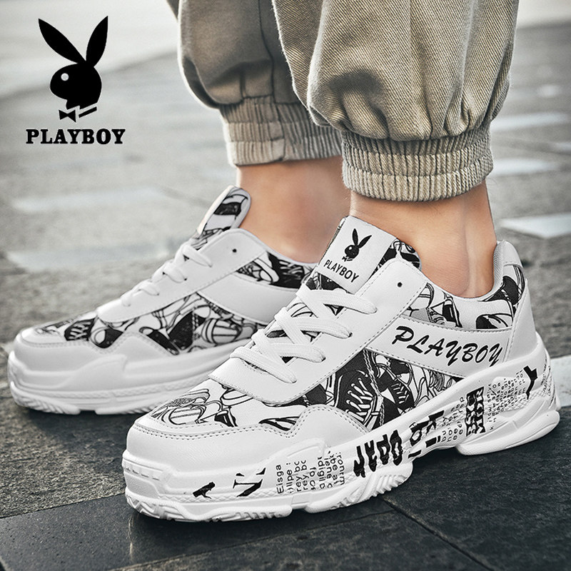Playboy men's shoes autumn trendy shoes 2022 new thick-soled casual shoes explosion models ins heightened graffiti dad shoes