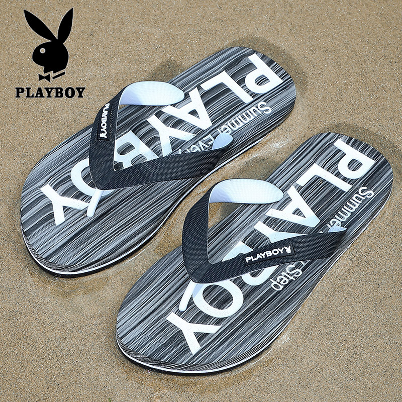 Floral Playboy slippers men's summer men's casual shoes Men's trends Leisure slippers anti-slip beach shoes Men's word drag