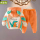 Boys and girls baby thickening suit winter children's hooded sweater cartoon children's two-piece baby fleece clothes tide