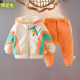 Boys and girls baby thickening suit winter children's hooded sweater cartoon children's two-piece baby fleece clothes tide