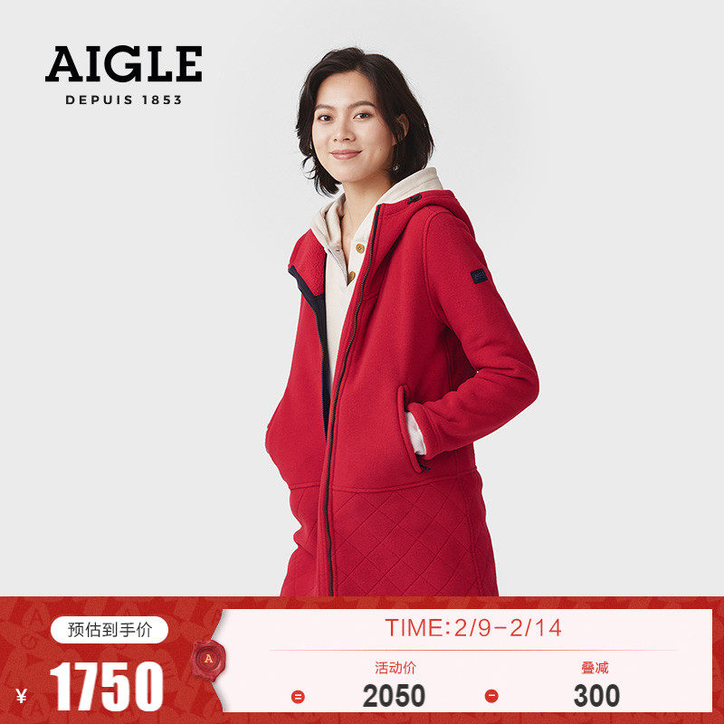 AIGLE FVERAN O Women's C300 Warm Elastic Quick-Drying Long Full Pull Fleece Jacket (Thick)