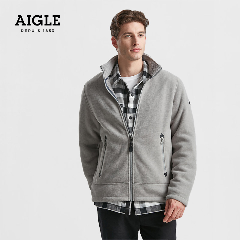 AIGLE Ai High Autumn Winter HYMAN F9 Men's Thick Solid Overdraft OUTDOOR COMFORT Comfortable Fashion Casual Full Pull Suede Suit