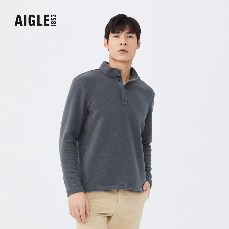 AIGLE Aigao autumn and winter BENSON men's light and warm environmental protection fabric outdoor semi-pull collar fleece jacket
