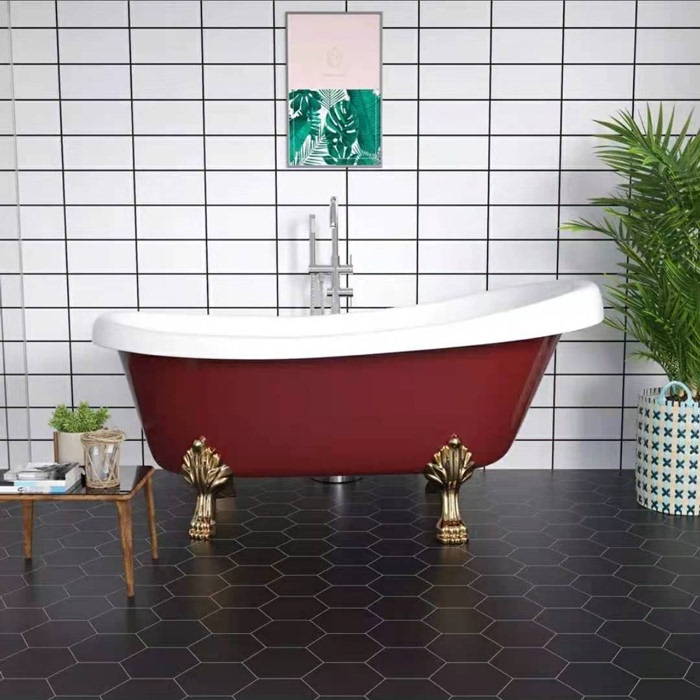 Acrylic Imperial Bathtub with Insulation, Double-Layer, Freestanding, Suitable for Small Apartments, Home Use, Hotels, Trendy Guesthouses, and Spa Tubs
