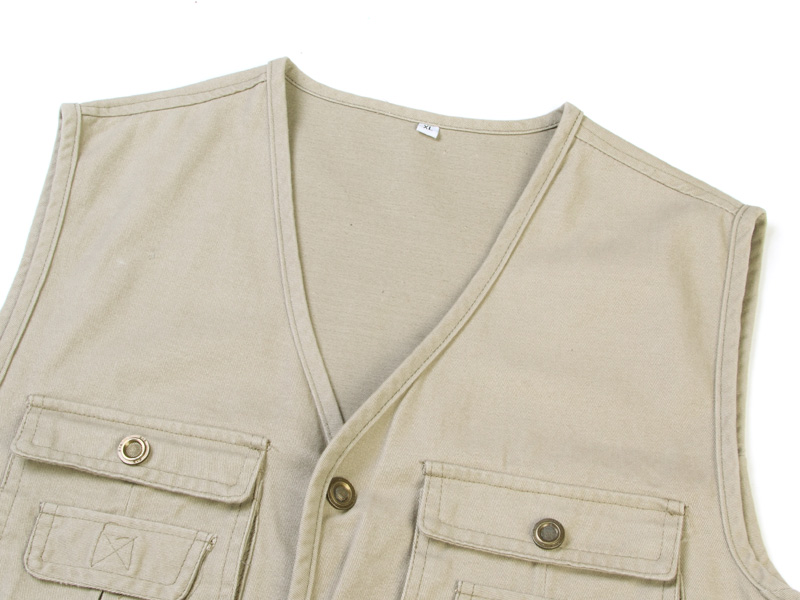 Áo vest câu cá ngoài trời mùa hè trung niên và tuổi già cotton nhiều túi mùa xuân và mùa thu vest nam trung niên - Dệt kim Vest áo vest nam hàn quốc