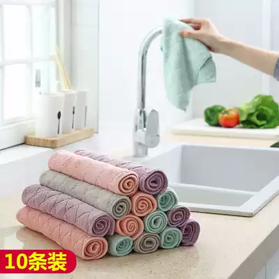 10 thickened kitchen dishwashing cloths, floor wipes, household cleaning, water absorption, basic, no hair loss, no oil, household towels