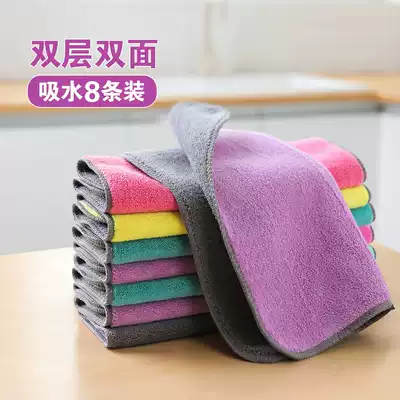 Kitchen thickened absorbent dish towel Cleaning cloth Linen floor tablecloth Household rag basically does not stain oil and does not lose hair