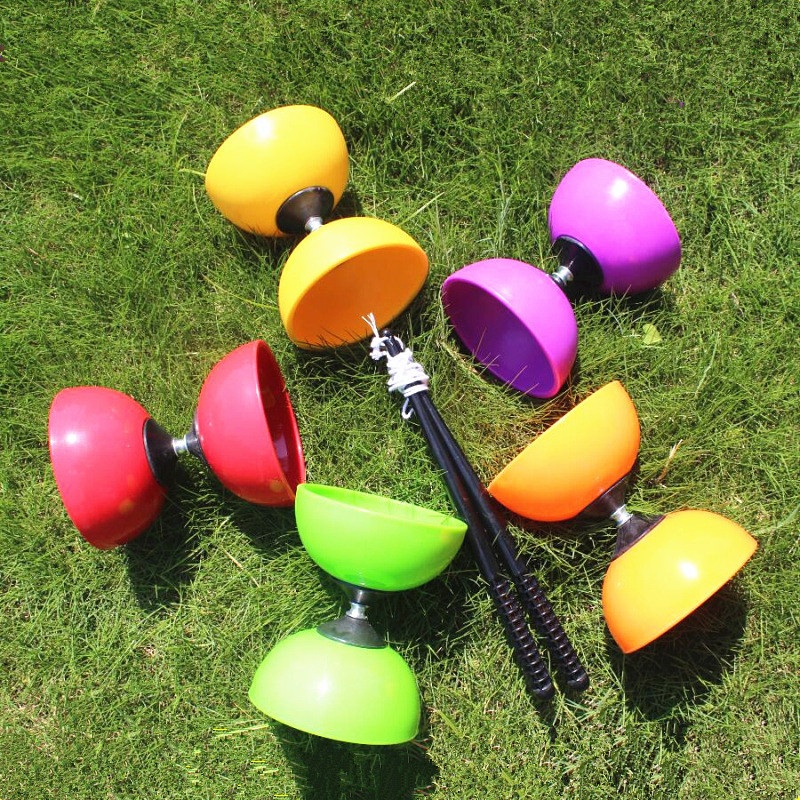 Double-headed large leather bowl diabolo set Adult children beginner diabolo diabolo diabolo toy with rod five-axis