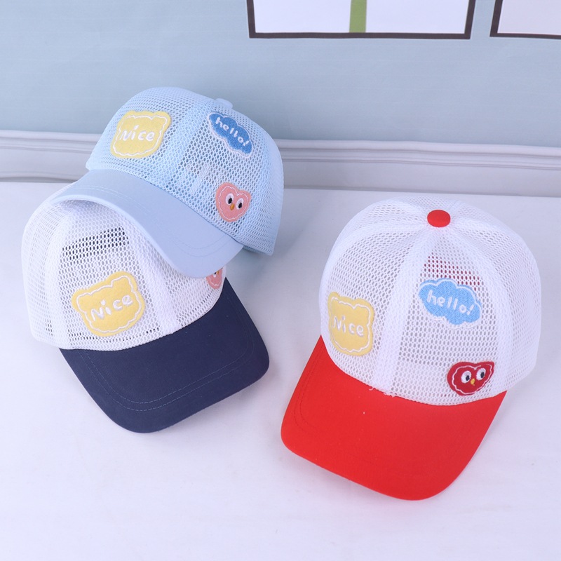 Children's summer full-net baseball cap new embroidery hello letter sunshade baseball cap 5 children's travel sun hat