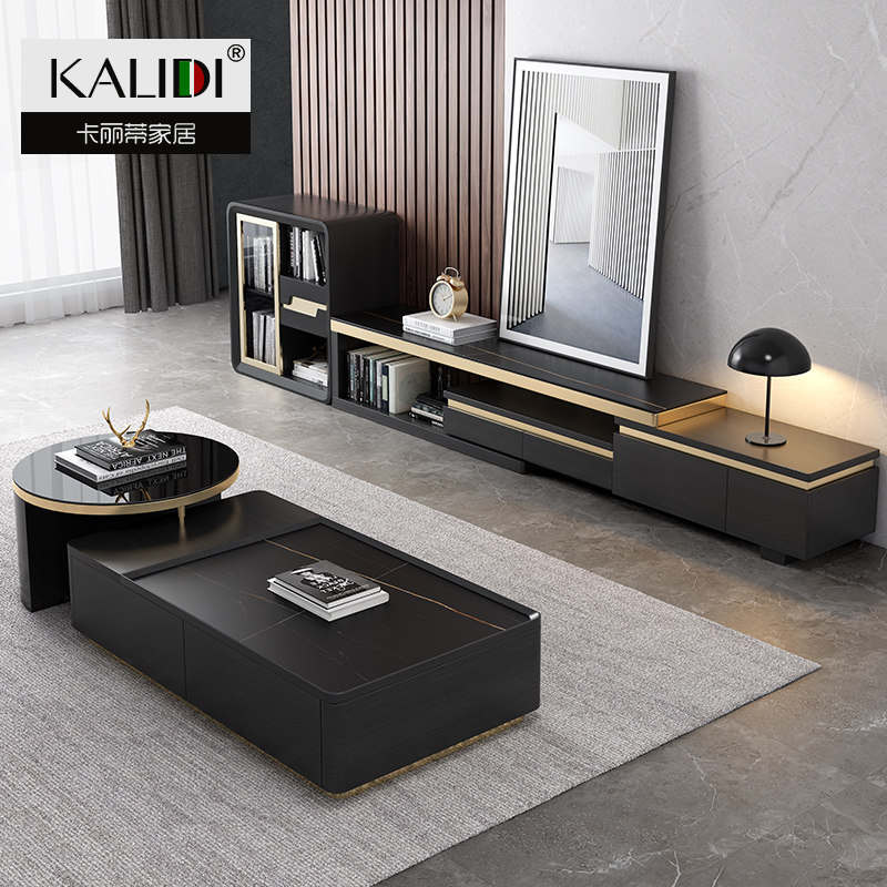 Willstyle Rockboard Tea Table TV Cabinet Composition Light Lavish Creative Tempered Glass Minima Modern Tea Table Living Room Home