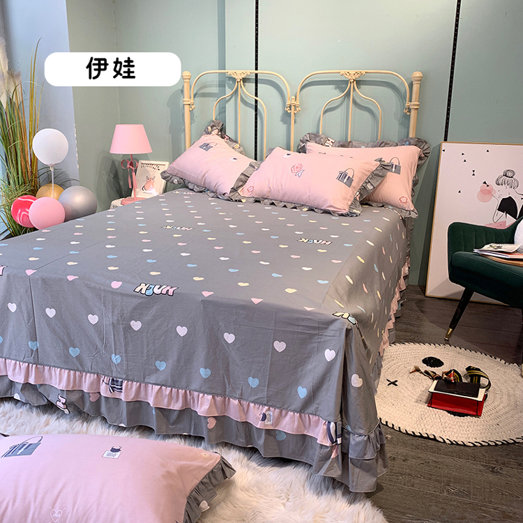 Khăn trải giường bằng vải ren, bông xù, một mảnh, cô bé xinh xắn dễ thương, giường hai mét, giường đôi 2 + 2.2 - Khăn trải giường ga giường