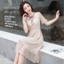 Đầm ren 2019 mới xuân Pháp váy retro núi cổ váy đầm mùa hè đầu gối cao cấp - Váy dài Váy dài