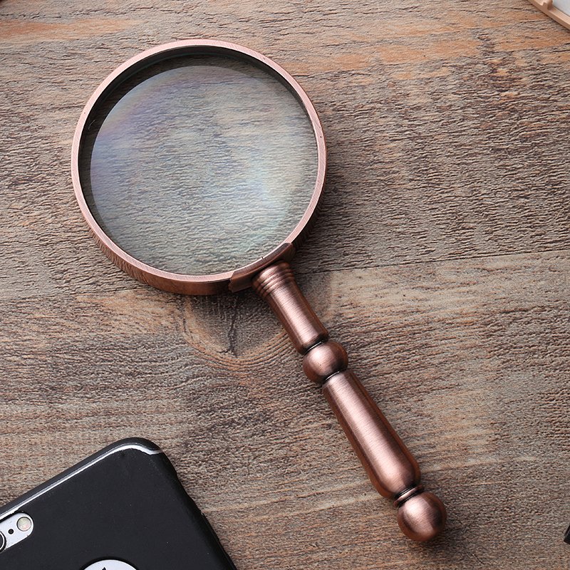 Handheld bronze magnifying glass HD high-power senior special reading 60 elderly reading newspaper expansion portable 1000