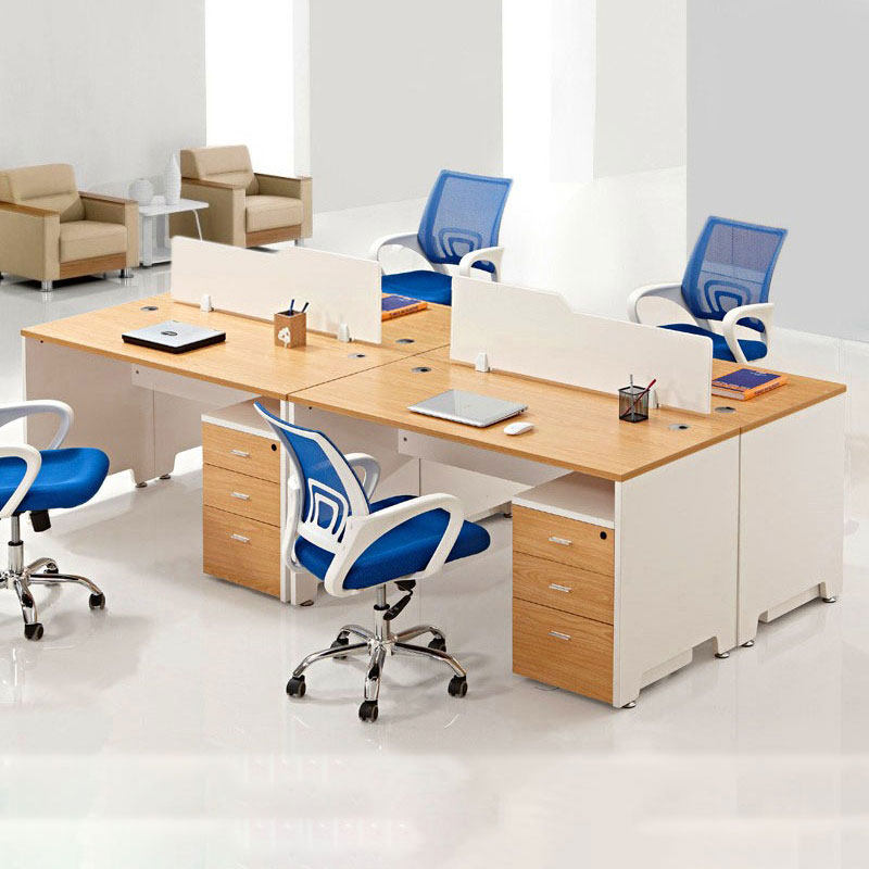 Staff Desk Chair Composition 2 4 6 People Working Position Minimalist Modern Finance Staff Table Screen Holder Partition 