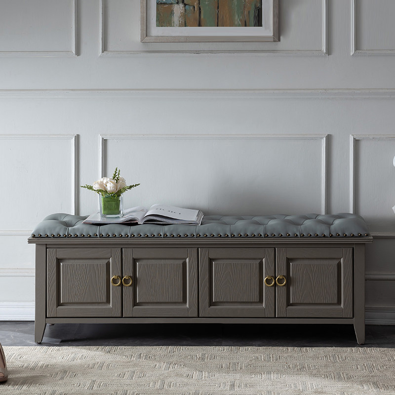 Krandy light and luxurious solid wood for shoes, stool shoes cabinet stool and stool for home door long footrest stool can be used to wear a footstool