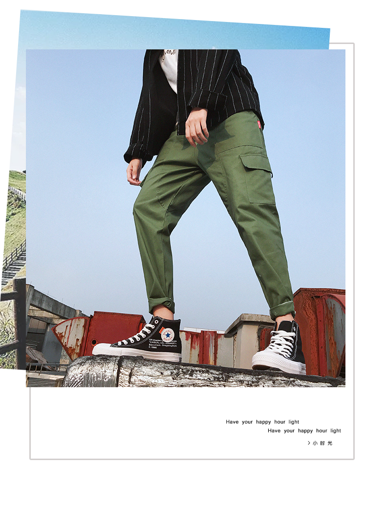 Quần nam phiên bản Hàn Quốc của xu hướng hip hop chân chín quần thủy triều thương hiệu quần giản dị quần harem quần yếm quần legging nam
