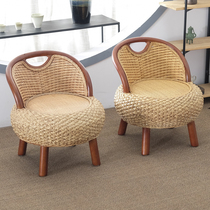 Home Solid Wood Small Chair Stool Short Bench Small Bench Children Living Room Sofa Stool rattan Wooden Stool Light Extravagant back chair