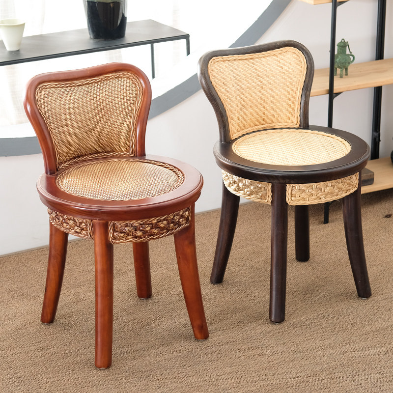 Solid wood stool home chair creative low stool living room sofa stool round stool wooden stool baby children's bench low