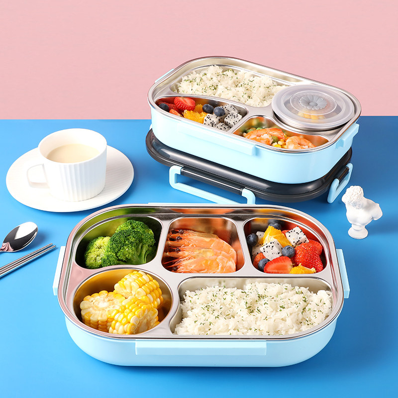 Water Injection Insulation 304 Stainless Steel Lunch Box Students Office Separated Lunches Box Cutlery With Soup Bowls Chopstick Spoon Suit