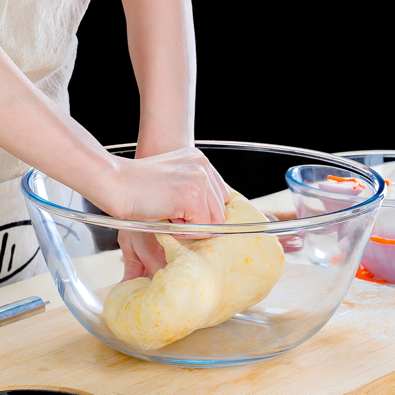 Kitchen Home transparent glass and face basin Kneading Basin Special thickened Egg Basin Stirring Basin to deepen splash-proof
