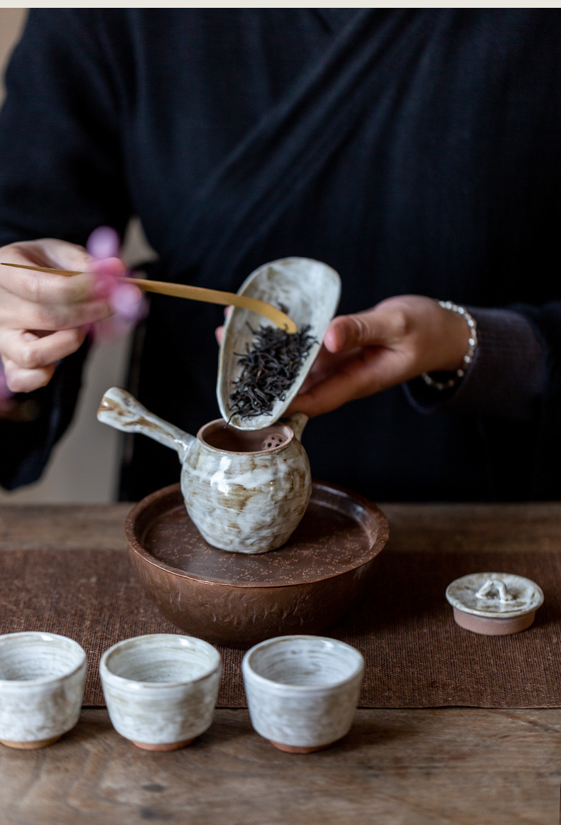 Ultimately responds to hand the wood up change retro side put the pot of Japanese tea set single pot of a single filter ceramic checking teapot