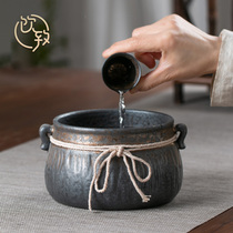 Drinking coarse pottery gilt extra-large tea washing Zen ceramic water glass washing Jianshui tea set water tea accessories tea slag bucket washing