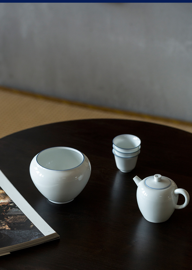 Ultimately responds to sweet white glazed building ceramic water trumpet tea wash water, after the Japanese zen white porcelain tea accessories in hot water bucket
