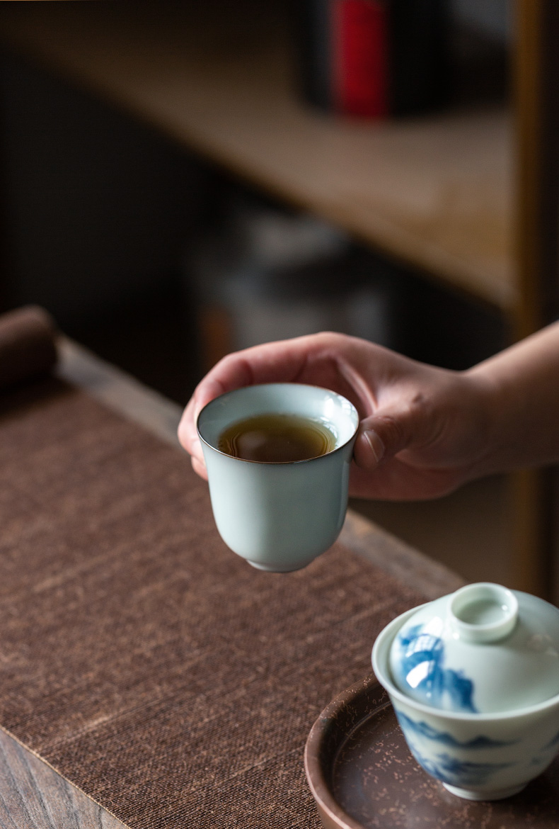 Ultimately responds to hand a cup of a single large ceramic up your up pressure sample tea cup household Japanese kung fu tea cup single master CPU