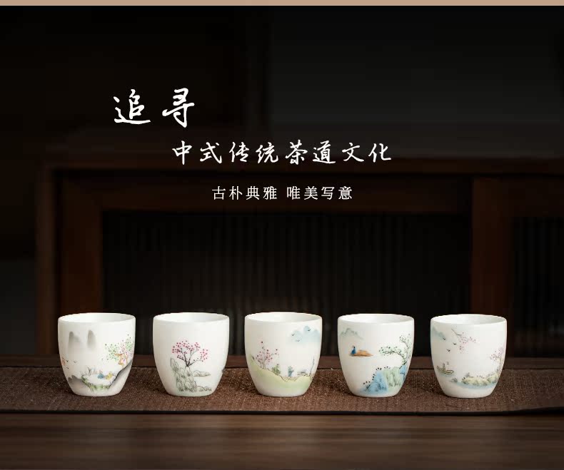 Ultimately responds to dehua white porcelain teacup suet jade porcelain craft master sample tea cup cup single cup large - sized ceramic kung fu tea cups