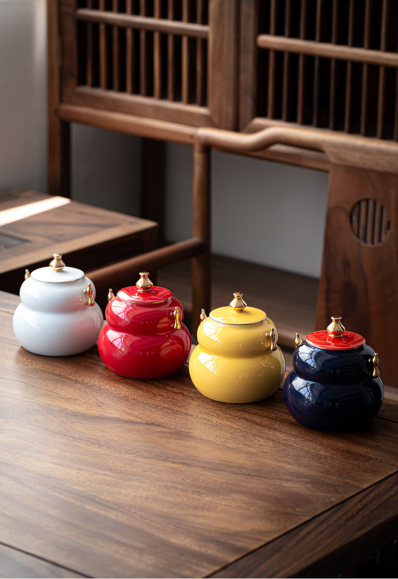 Ultimately responds to fu lu tea pot ceramic tea warehouse creative storage POTS with retro household large seal storage tank