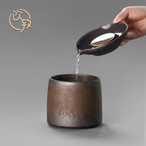 Drink to the gilt coarse pottery cup wash Zen large household Japanese-built water tea residue water bowl Retro tea set Tea washing tea ceremony