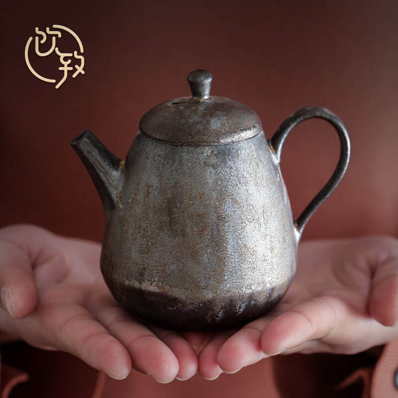 Yinzhi gilt teapot ceramic small tea maker crude pottery one person with tea set single pot small kiln change kung fu teapot