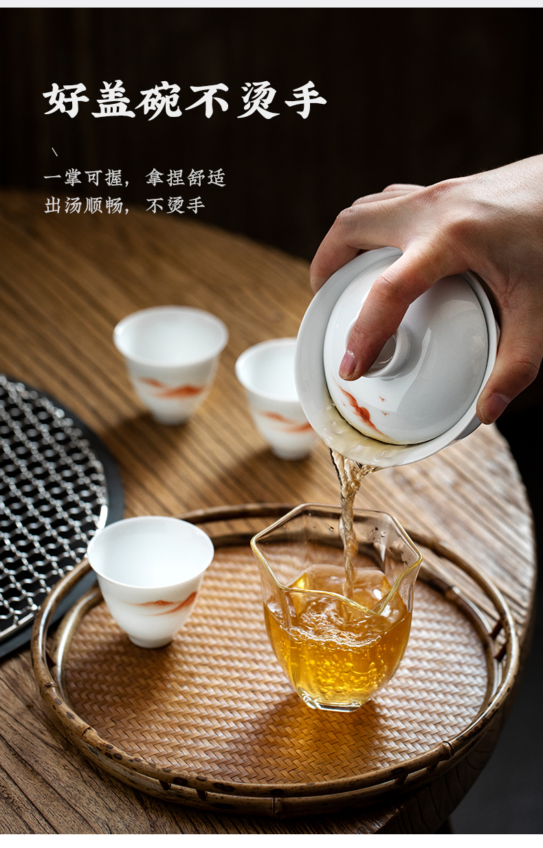 Ultimately responds to extra large tureen teacups hand - made kung fu to three bowl of blue and white porcelain cover cup antique tea tea bowl of tea set