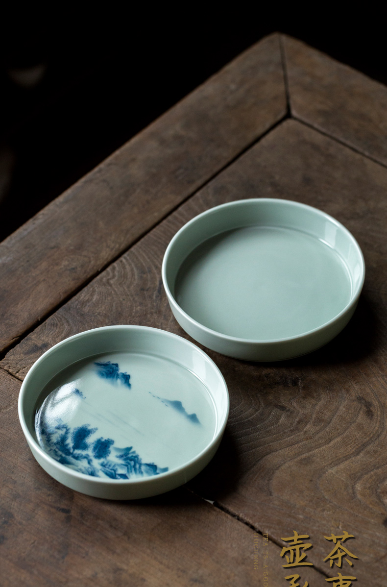 Ultimately responds to jingdezhen blue and white pot bearing restoring ancient ways is contracted teacup pad dry machine ceramic zero way tea pot pad tea pot bearing