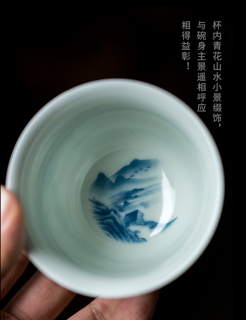 Ultimately responds to high - end glair of jingdezhen blue and white porcelain restoring ancient ways tureen large hot three single cup to make tea bowl