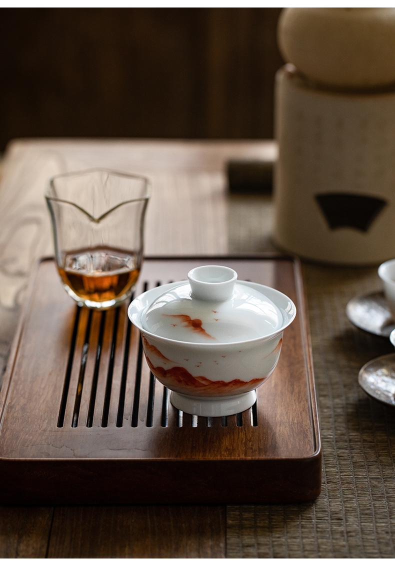 Ultimately responds to extra large tureen teacups hand - made kung fu to three bowl of blue and white porcelain cover cup antique tea tea bowl of tea set
