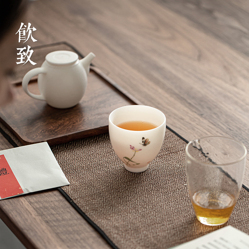 Ultimately responds to dehua white porcelain single CPU full checking ceramic sample tea cup large master cup tea set personal cup single CPU
