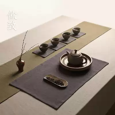 Yizhi Zen fabric Tea mat Cotton linen tea tablecloth Linen Japanese absorbent tea mat Tea ceremony Small tea tablecloth Tea towel