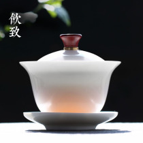 Drinking to DeHua white porcelain anti-hot hand three Cai tea cup thin tire single tea bowl ceramic kung fu tea set large