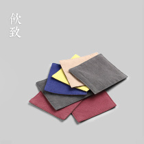 Drinking cotton linen tea cup mat heat insulation mat square Zen water absorbent non-slip fabric tea pot pad household tea set Japanese style