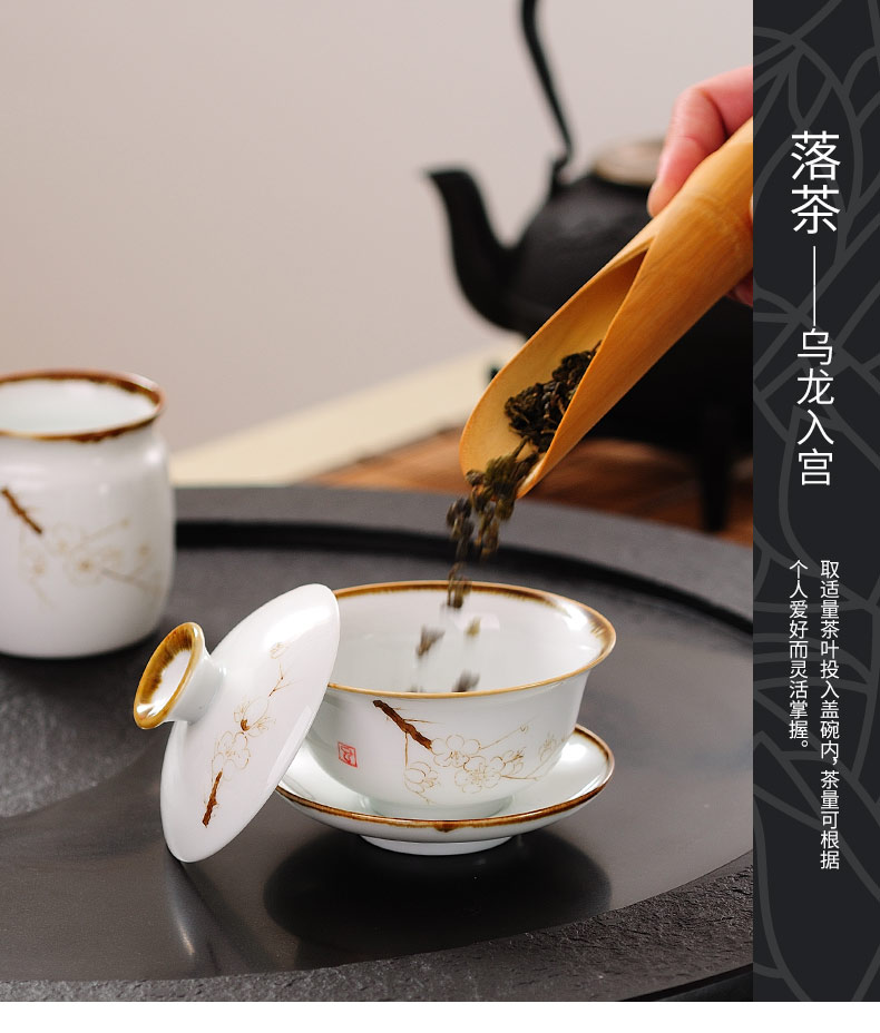 The Drinks to jingdezhen hand - made not hot tureen tea only a single white porcelain cups three large ceramic tea set