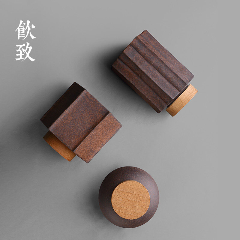 Drink To Old Rock Clay Tea Leaves Jar Empty Jar Small Tea Box Sealed Jar Pu-erh Tea Barn Woke Tea Jar Home Portable Storage Tank