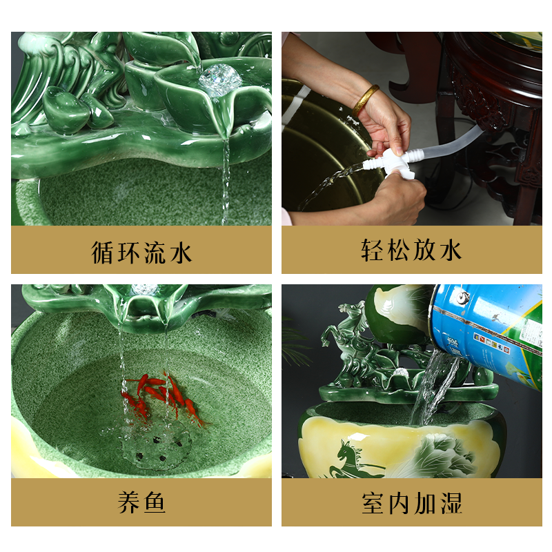 Jingdezhen ceramic aquarium put money circulating water ceramic filter goldfish bowl furnishing articles lotus feng shui vats