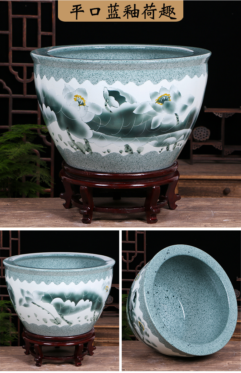 Jingdezhen ceramic aquarium home sitting room the tortoise lotus lotus cylinder feng shui plutus courtyard tank goldfish bowl