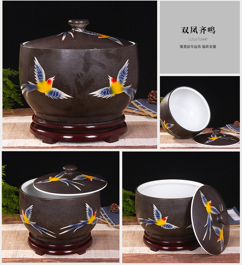 Art spirit of jingdezhen ceramic barrel ricer box store meter box with cover insect - resistant seal tank cylinder storage tank