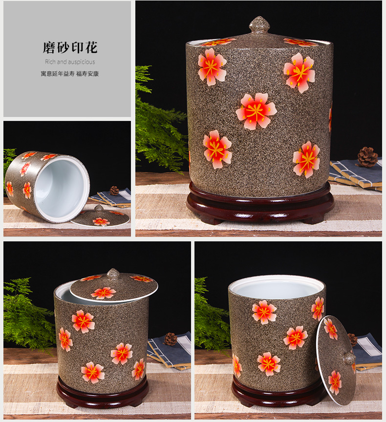 Art spirit of jingdezhen ceramic household barrel ricer box store meter box with cover insect - resistant type seal tank cylinder storage tank