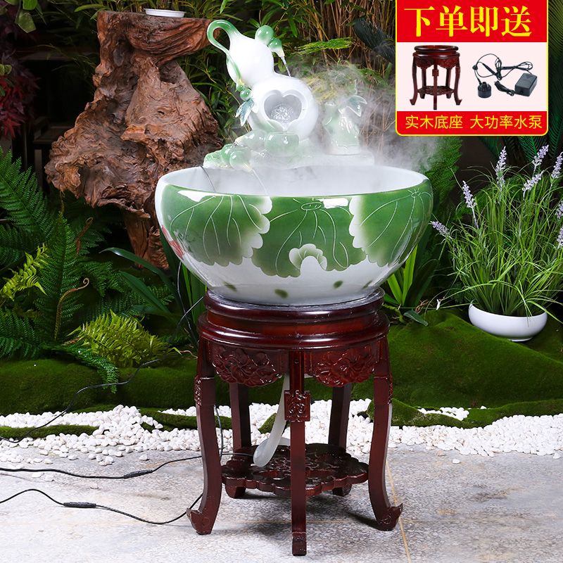 Jingdezhen ceramic aquarium filtration cycle water fountain decoration aquarium cycle water fish home furnishing articles