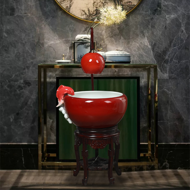 Jingdezhen ceramic aquarium filter home office open ceramic with lamp water aquarium decorative furnishing articles